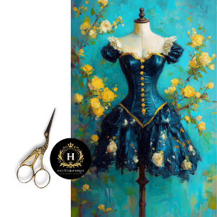 Papier Mousseline Mannequin de luxe en robe marine avec découpage fl