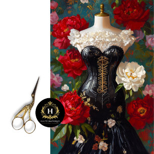Papier Mousseline Mannequin en corset noir de luxe découpage floral