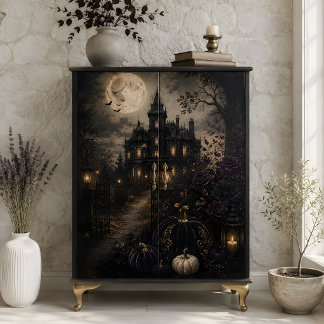 Papier Mousseline Manoir Victorien Hanté Pleine Lune Halloween