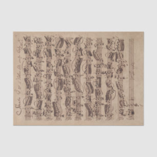 Papier Mousseline Manuscrit Bach Musique Feuille Antique