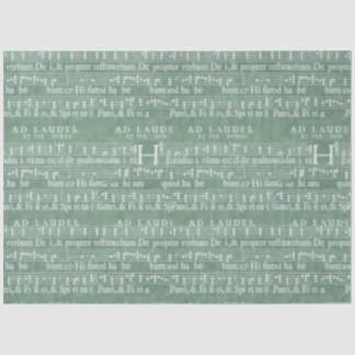 Papier Mousseline Manuscrit de musique médiévale Turquoise Green