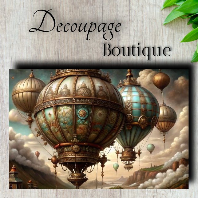 Papier Mousseline Maquettes de dirigeables Steampunk en découpage (Steampunk Airships Decoupage Tissue Paper)