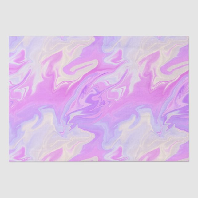 Papier Mousseline Marbre à dégradé iridescent violet et rose  (Recto)