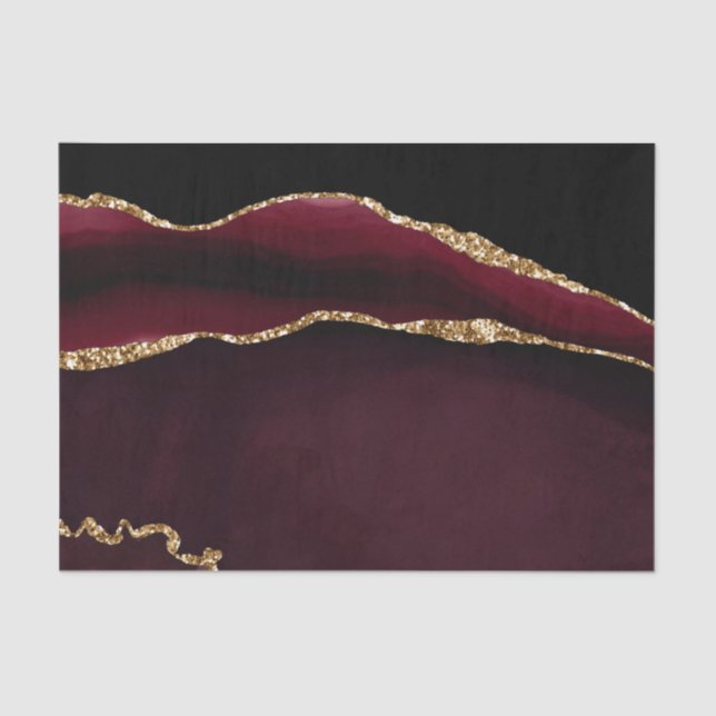 Papier Mousseline Marbre Agate Chic Black Purple Gold Parties scinti (Recto)