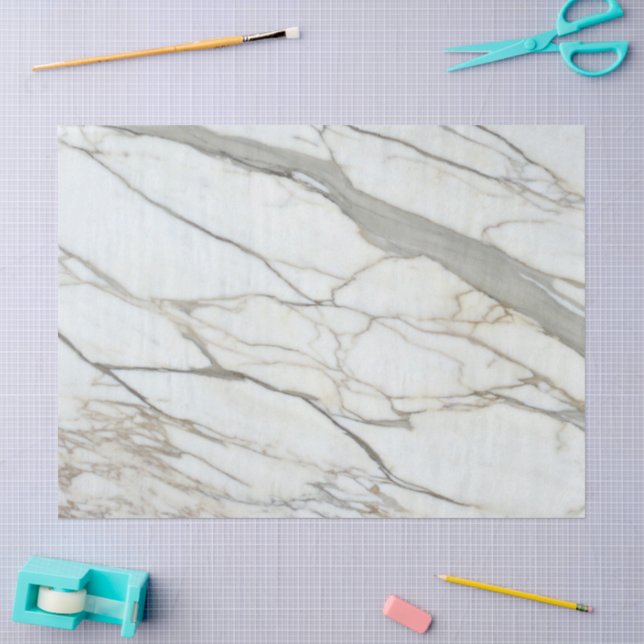 Papier Mousseline Marbre blanc chic, texture granite (Artisanat)