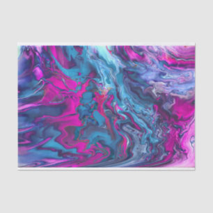 Papier Mousseline Marbre bleu et rose Acrylique Abstraction