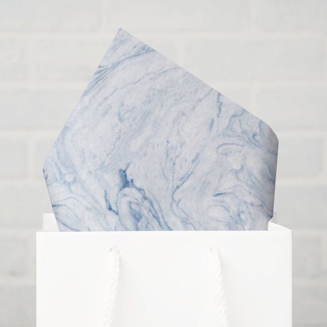 Papier Mousseline Marbre Bleu Haven (Sac cadeau)