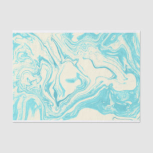 Papier Mousseline Marbre cool design en Turquoise et Crème