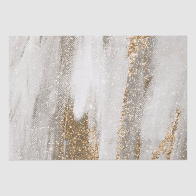 Papier Mousseline Marbre de luxe Gold Strokes blanc et gris (Recto)