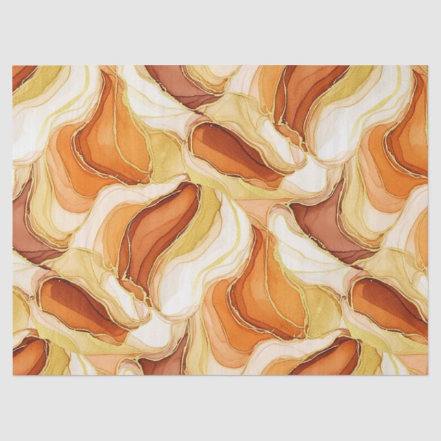 Papier Mousseline Marbre fluide Taupe Or Pierre Abstrait (Recto)
