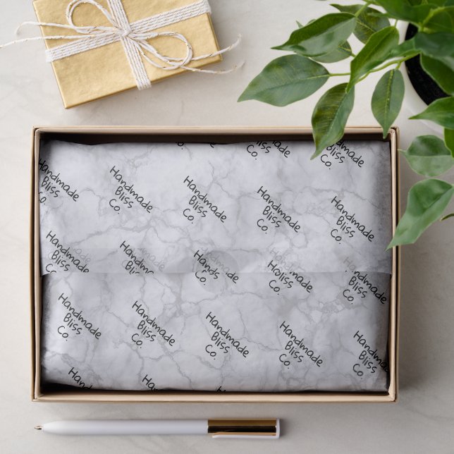 Papier Mousseline Marbre Gris Clair (Cadeau)