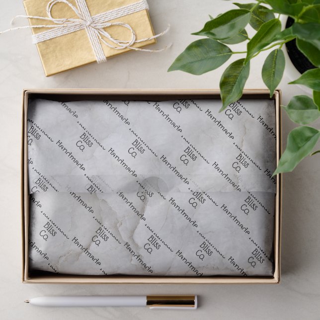 Papier Mousseline Marbre Gris Clair (Cadeau)