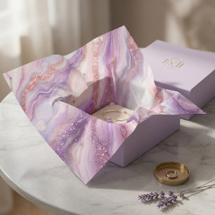 Papier Mousseline Marbre Lavande Violet Moderne avec Veines Pailleté
