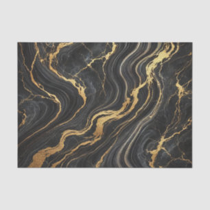 Papier Mousseline Marbre métallisé noir et or chic de glamour
