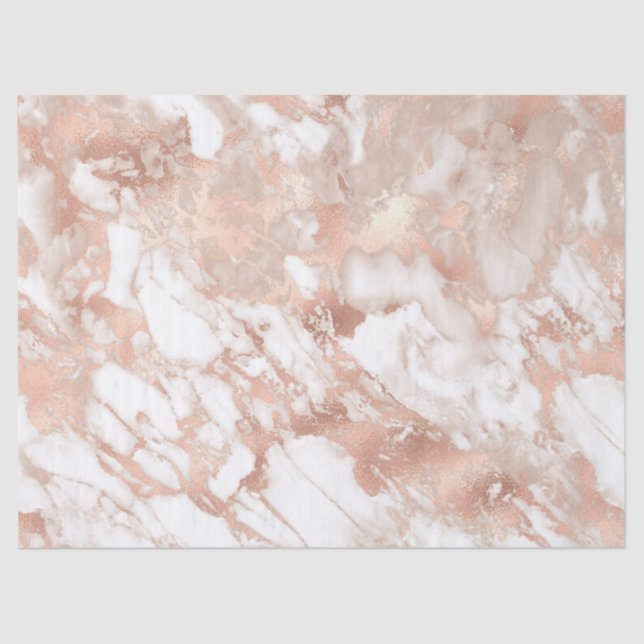 Papier Mousseline Marbre moderne blanc et or rose (Recto)