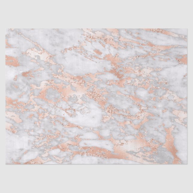 Papier Mousseline Marbre moderne blanc et or rose (Recto)
