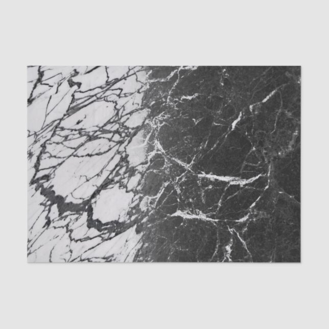 Papier Mousseline Marbre noir et blanc moderne glamour tendance soir (Recto)