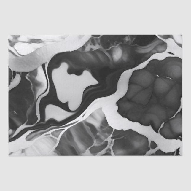 Papier Mousseline Marbre noir et blanc tendance (Recto)