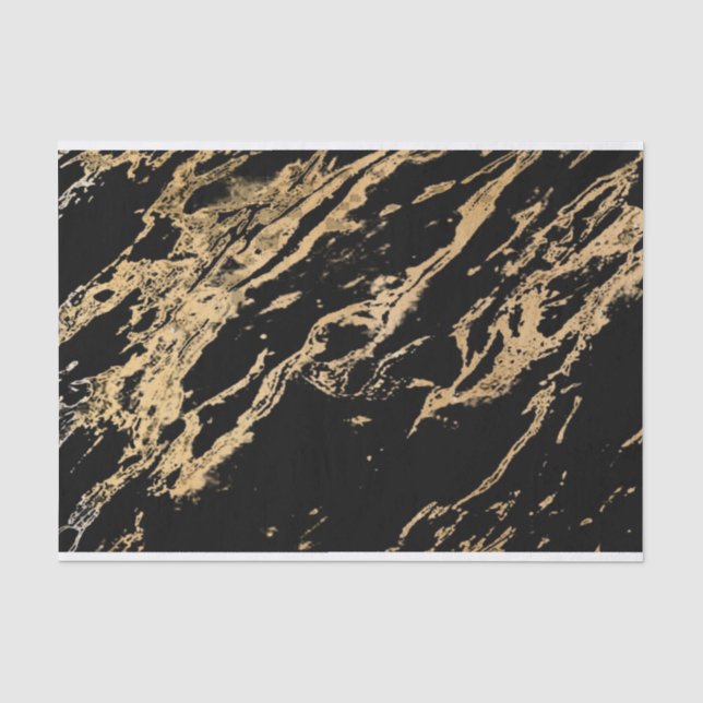 Papier Mousseline Marbre or et noir (Recto)