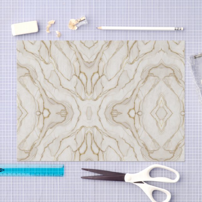 Papier Mousseline Marbre Or & Ivoire (Artisanat)