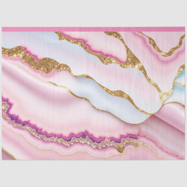 Papier Mousseline Marbre rose clair Agate Collection tendance (Recto)