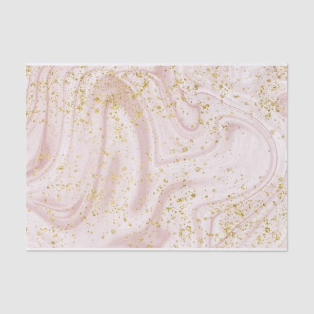 Papier Mousseline Marbre rose et Rose or (Recto)