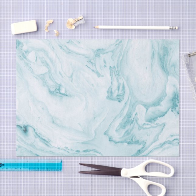 Papier Mousseline Marbre sarcelle (Artisanat)