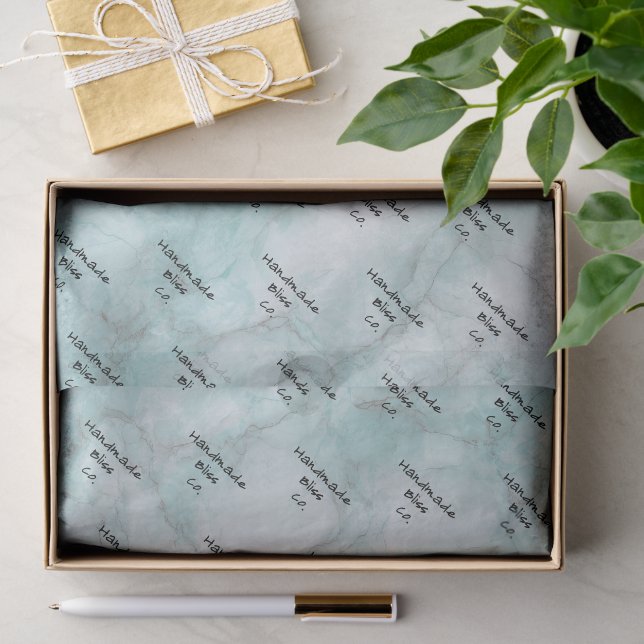 Papier Mousseline Marbre Vert Téâl Doux (Cadeau)