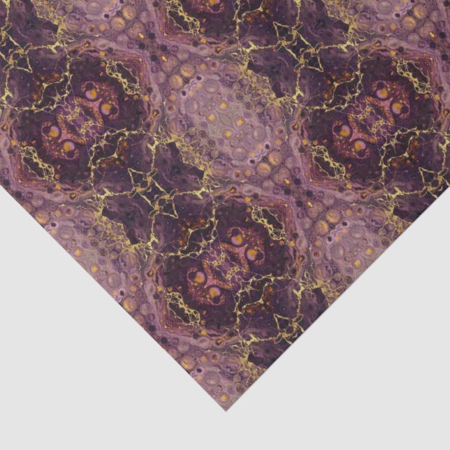 Papier Mousseline Marbre Violet Et Or  (Détail)