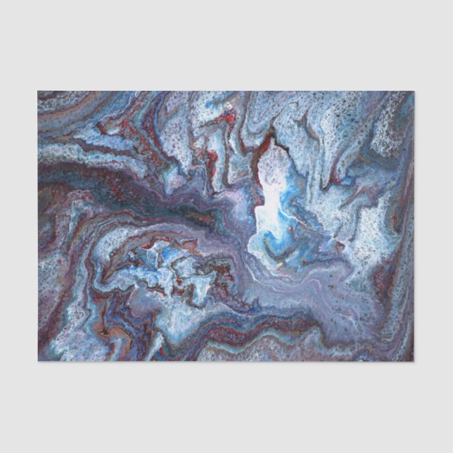 Papier Mousseline Marbrure Bleue (Recto)