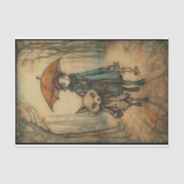 Papier Mousseline Marcher avec un Fox (Recto)