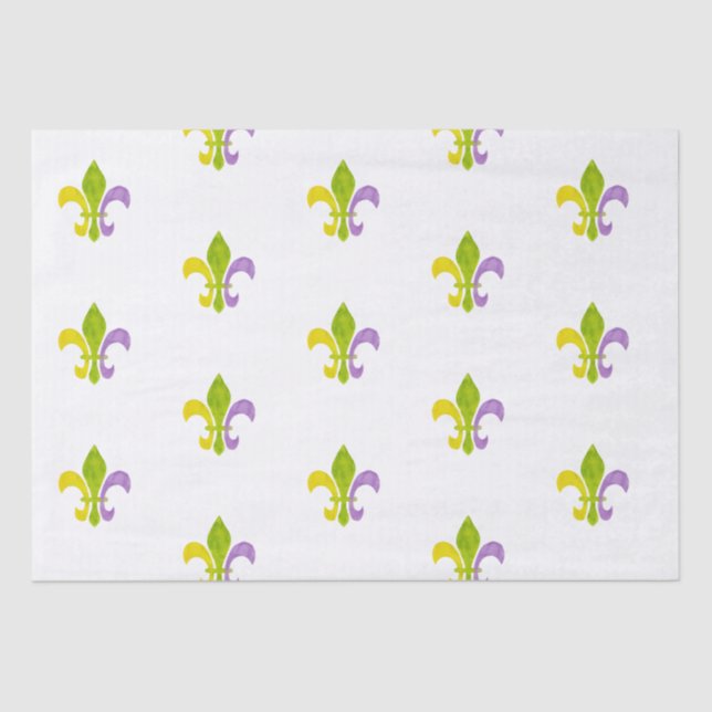 Papier Mousseline Mardi Gras Fleur de Lis blanc (Recto)
