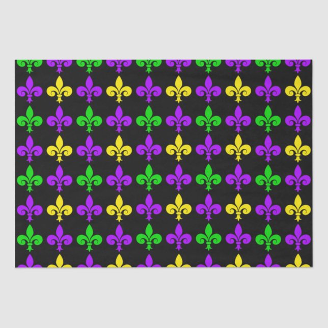 Papier Mousseline Mardi Gras Fleur de Lis Motif (Recto)