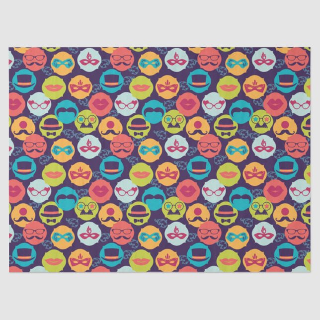 Papier Mousseline Mardi Gras | Motif du masque facial de la fête car (Recto)