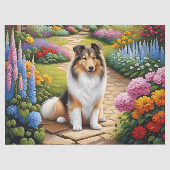 Papier Mousseline Mare Shetland Sheepdog Animal Découpage (Recto)