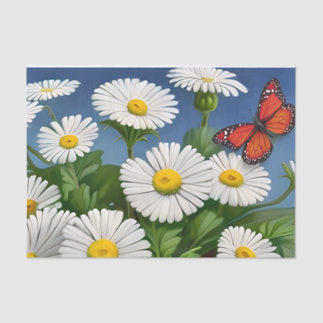 Papier Mousseline Marguerite Et Papillons Artsy (Recto)