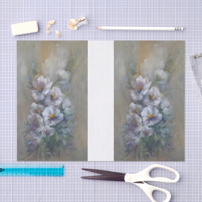 Papier Mousseline Marguerites blanches DBL (Artisanat)
