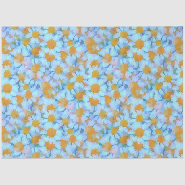 Papier Mousseline Marguerites et dentelles (Recto)