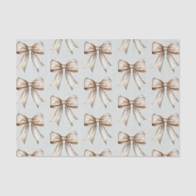 Papier Mousseline Mariage à noeud doré blanc vert rustique romantiqu (Recto)