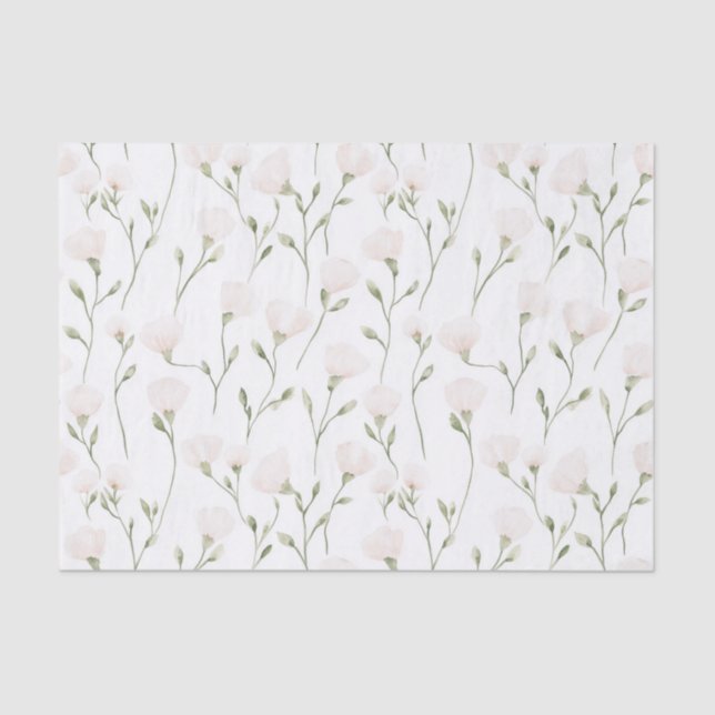 Papier Mousseline Mariage Blush Rose Fleurs (Recto)