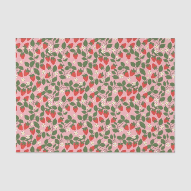 Papier Mousseline Mariage Bohème Vintage Rose Été Fraise (Recto)