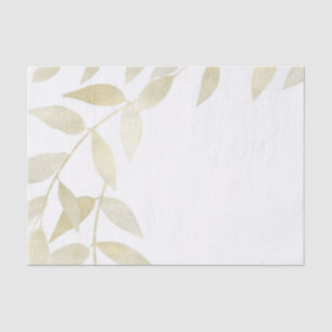Papier Mousseline Mariage Botanique aux Feuilles d'Or Doré Rustique