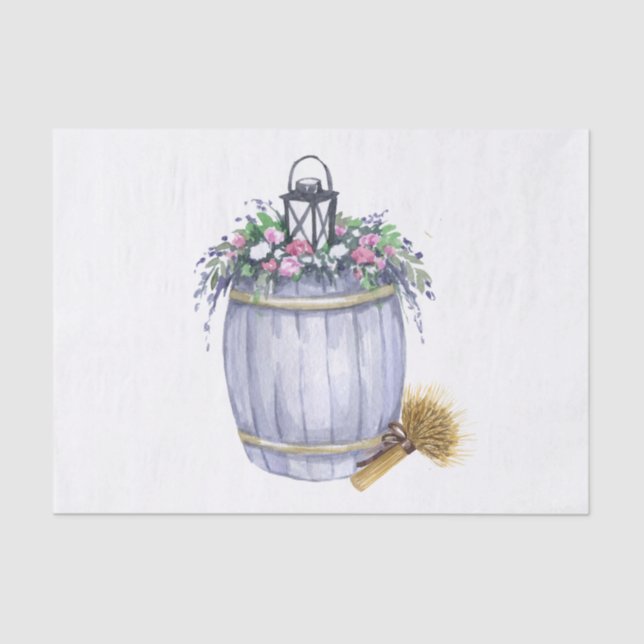 Papier Mousseline Mariage campagnard d'été sur papier de tissus Rust (Recto)