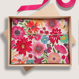 Papier Mousseline Mariage champêtre avec motif de fleurs sauvages lu