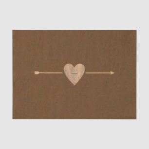 Papier Mousseline Mariage Champêtre Marron Kraft Cœur Flèche Shower 