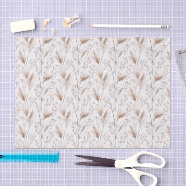 Papier Mousseline Mariage Crème Brun Herbe de Plage (Artisanat)