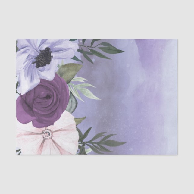 Papier Mousseline Mariage d'aquarelle florale de lavande violette mo (Recto)