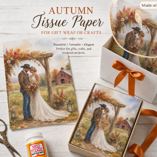Papier Mousseline Mariage de barn rustique d'automne Mariée & Mari