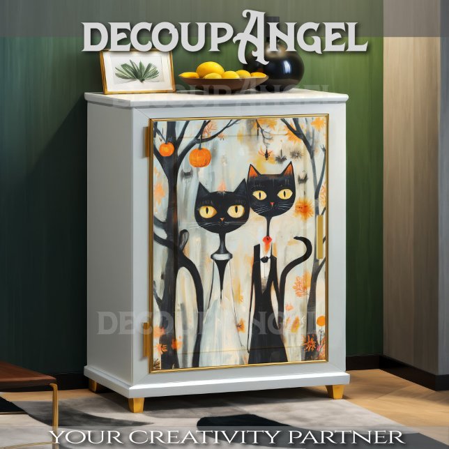 Papier Mousseline Mariage de chats noirs modernes (Créateur téléchargé)