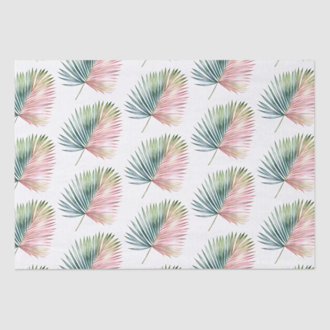 Papier Mousseline Mariage de feuille verte rose tropicale (Recto)